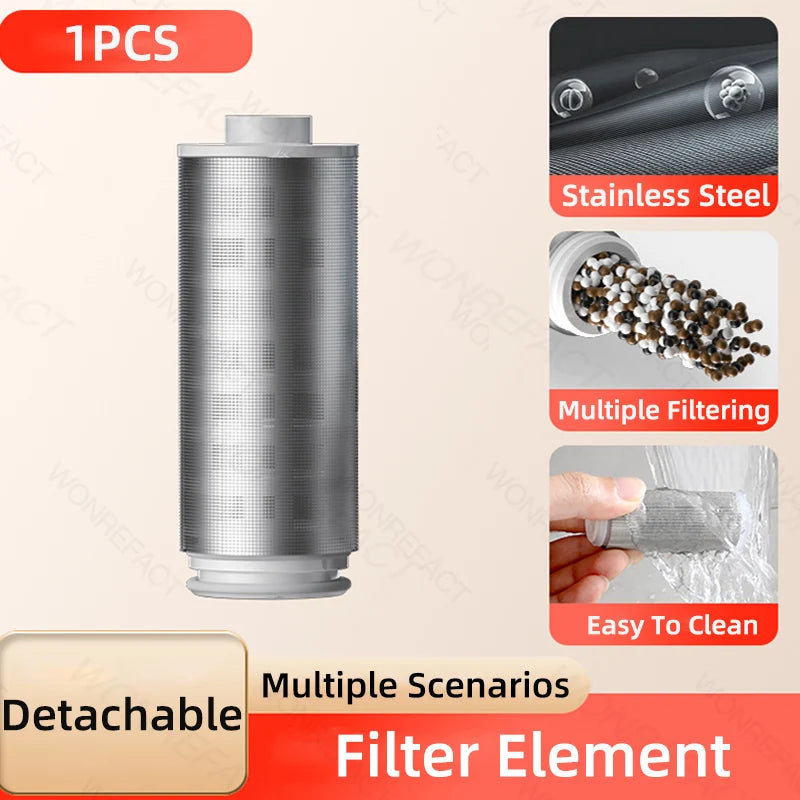 Edelstahl-Wasserfilter fürs Badezimmer – Wiederverwendbarer Messing-Vorfilter mit reinigbarem Filterelement