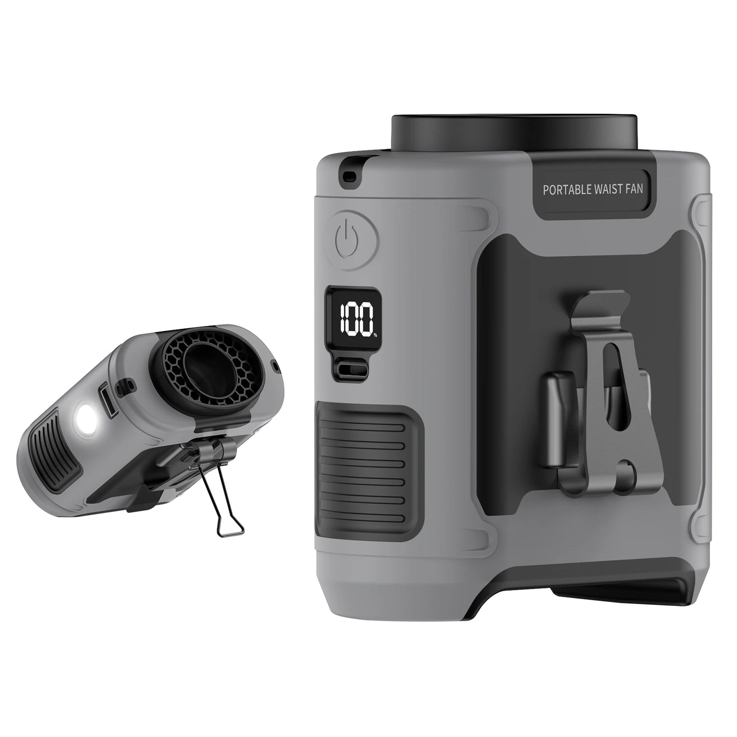 Tragbarer 20000mAh-Ventilator – Starker Wind, Hüft- und Nackenventilator mit Powerbank und LED