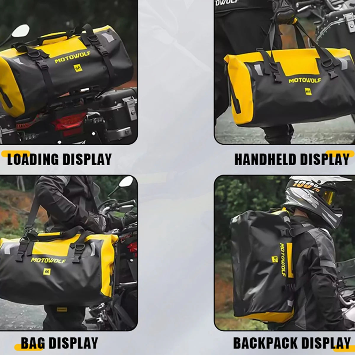 Motorcycle Dry Bag 40L/66L - Waterdichte Reflecterende Duffle Bag voor Reizen, Kamperen, Skiën, Fietsen, en Outdoor Avonturen