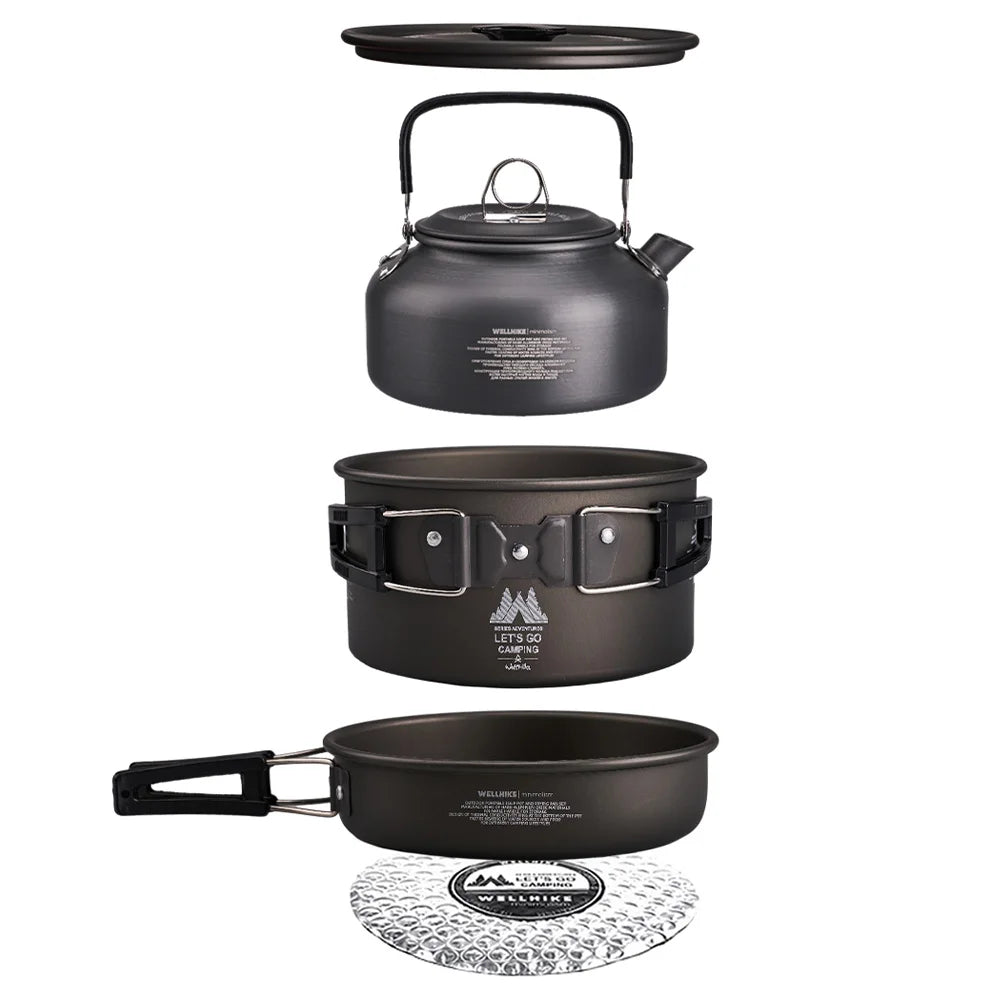 Camping Kookset met Waterketel & Draagbare Kooktoestel – Outdoor Kookgerei