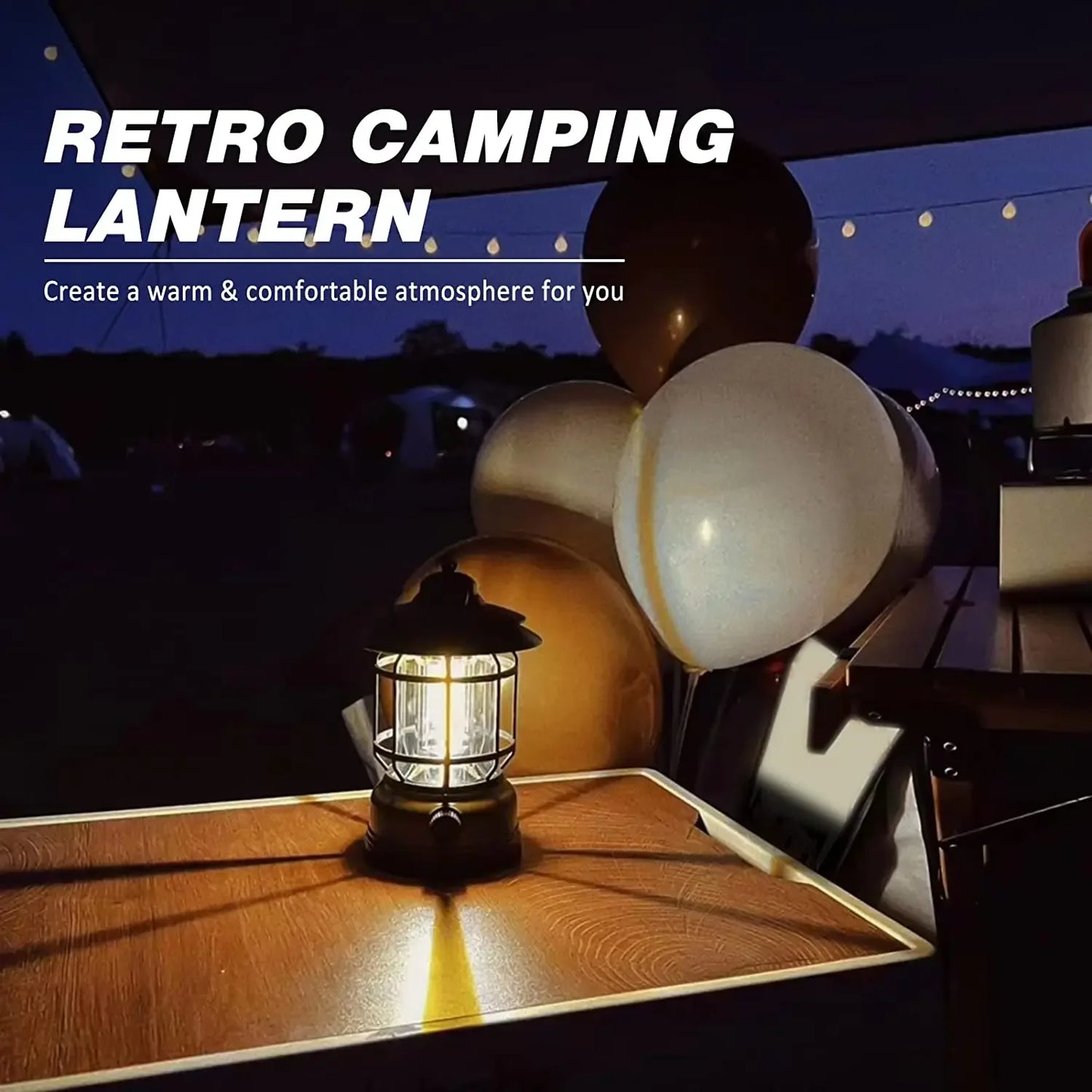 Oplaadbare Camping Lantaarn - Stepless Dimming COB Waterdichte LED Lantaarn voor Kamperen, Hiken, Noodsituaties, en Stroomuitval