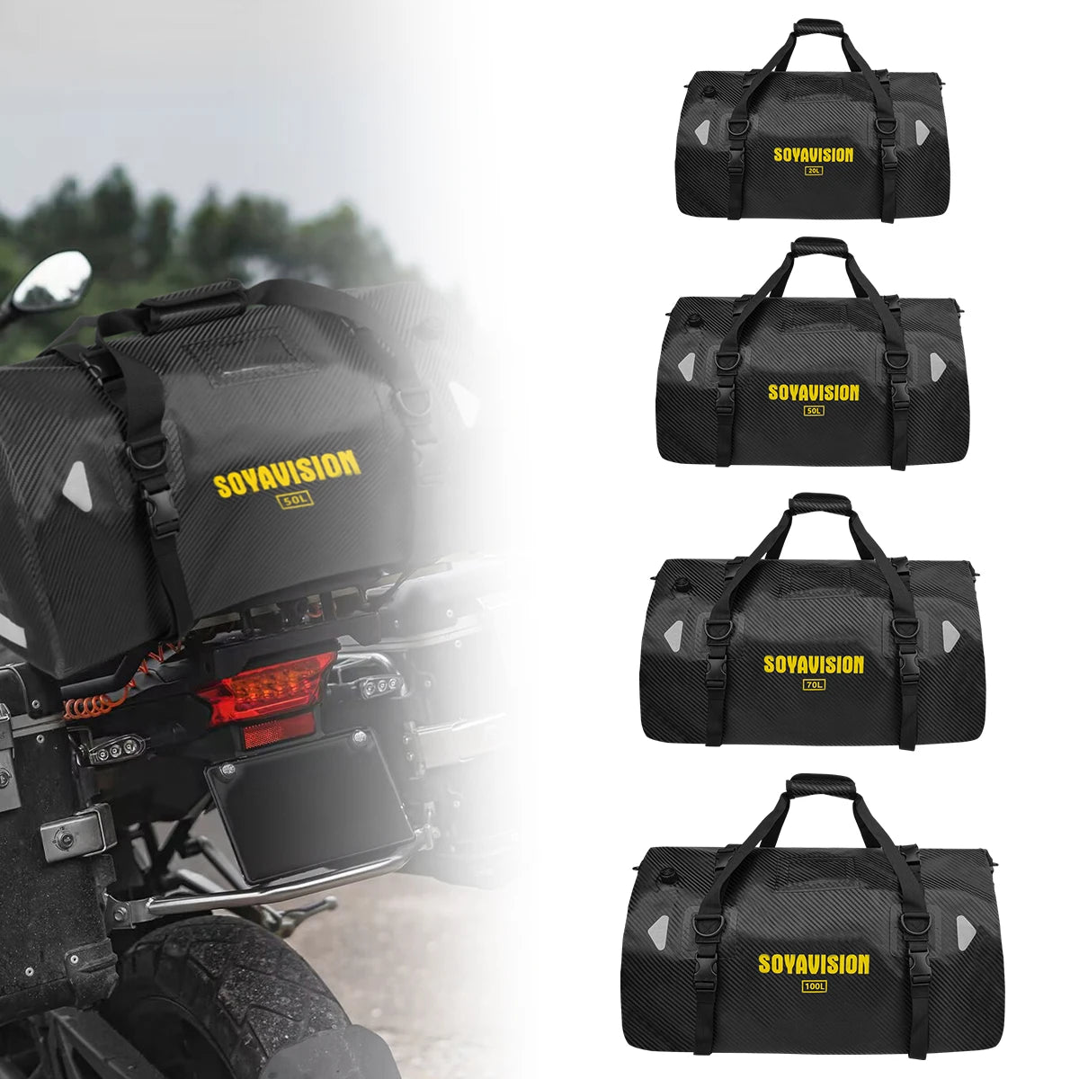 Motorcycle Dry Bag 40L/66L - Waterdichte Reflecterende Duffle Bag voor Reizen, Kamperen, Skiën, Fietsen, en Outdoor Avonturen