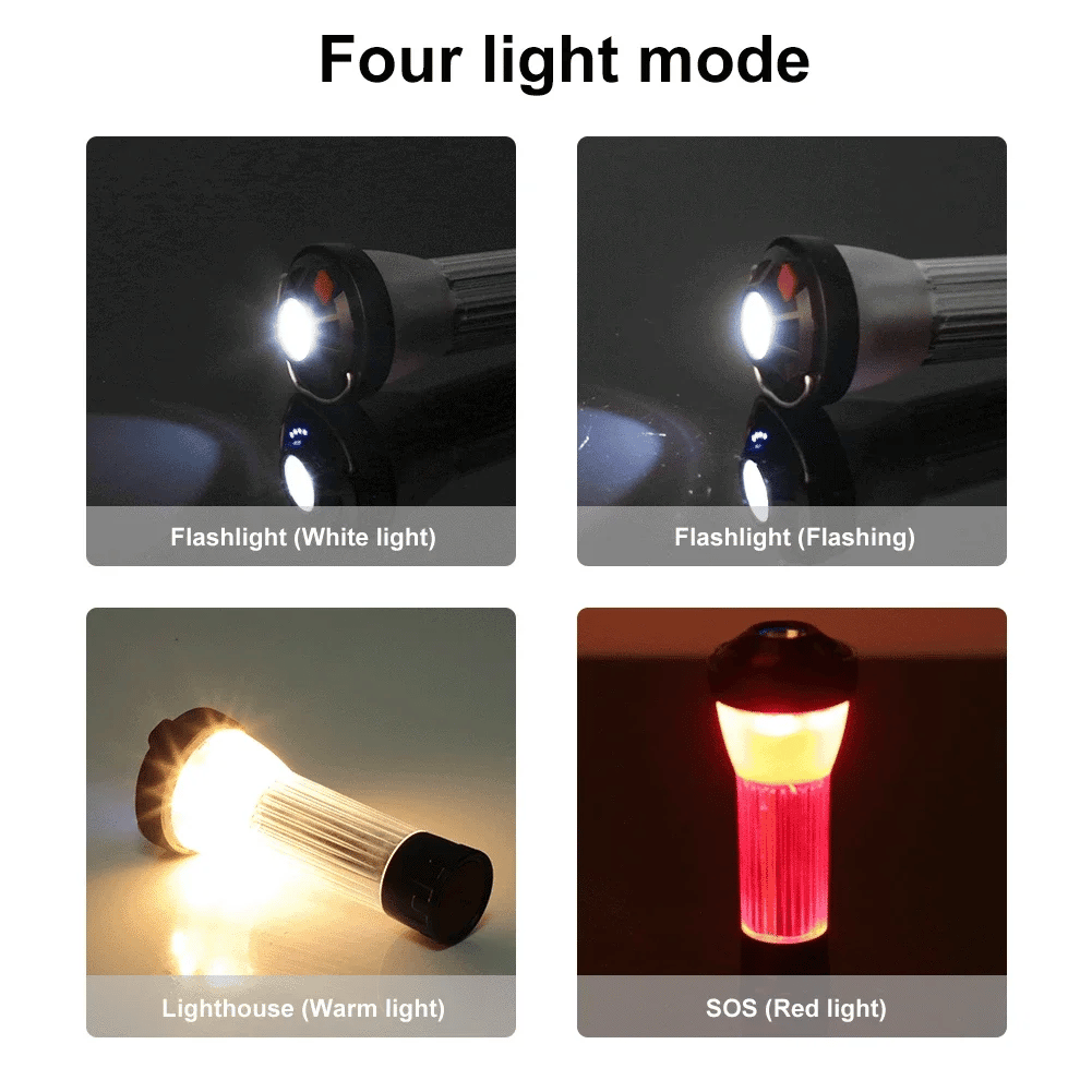 3000mAh Camping Lantaarn met Magnetische Basis - Multifunctionele Led Zaklamp, 5 Verlichtingsmodi en USB Oplaadbare Noodlamp