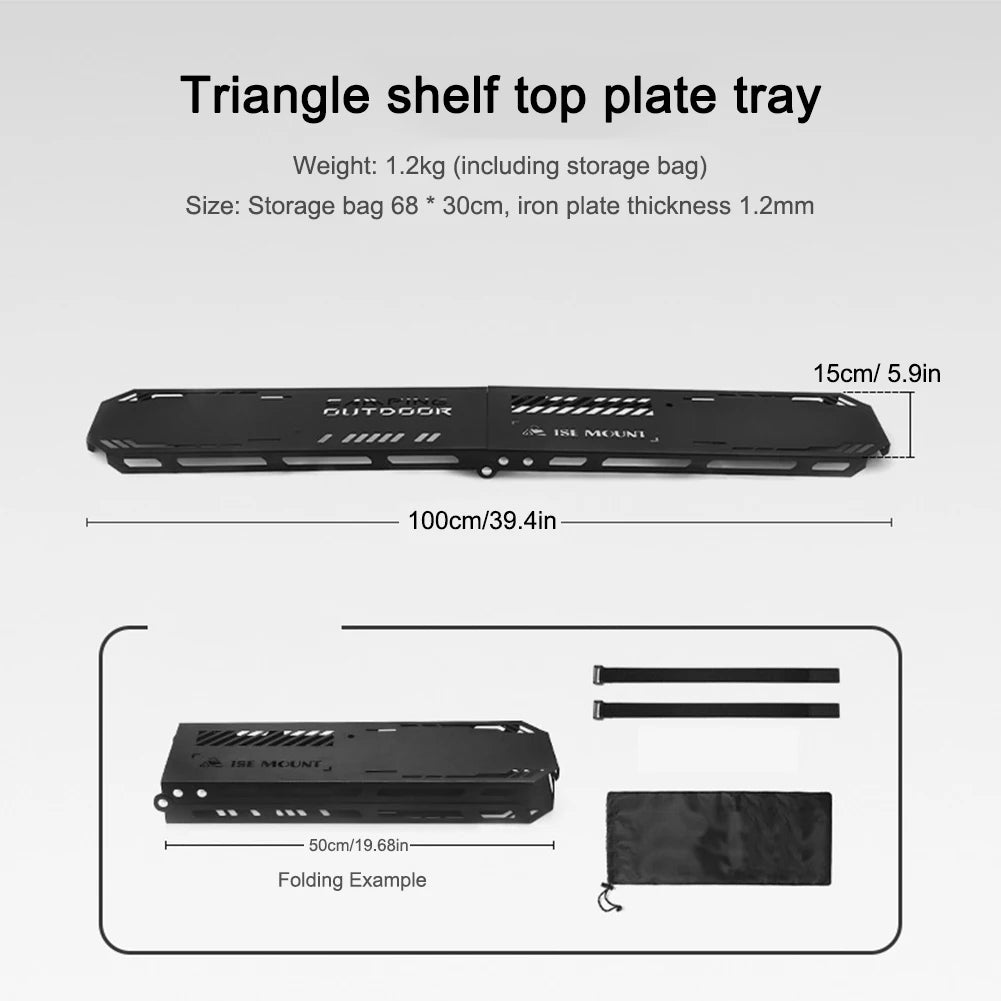 Vouwbare Camping Tripod Top Plate | Hoge Sterkte Camping Rack met Ophanggaatjes voor BBQ, Picknick en Hiking