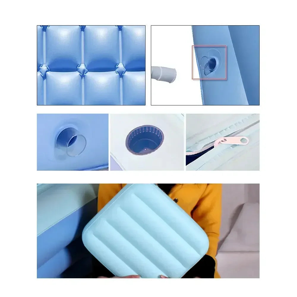 Opblaasbaar Bad – Vouwbaar Vrijstaand Bad met Hoog-Dichtheid PVC, Thuis Spa, Metafloor & Kussenontwerp