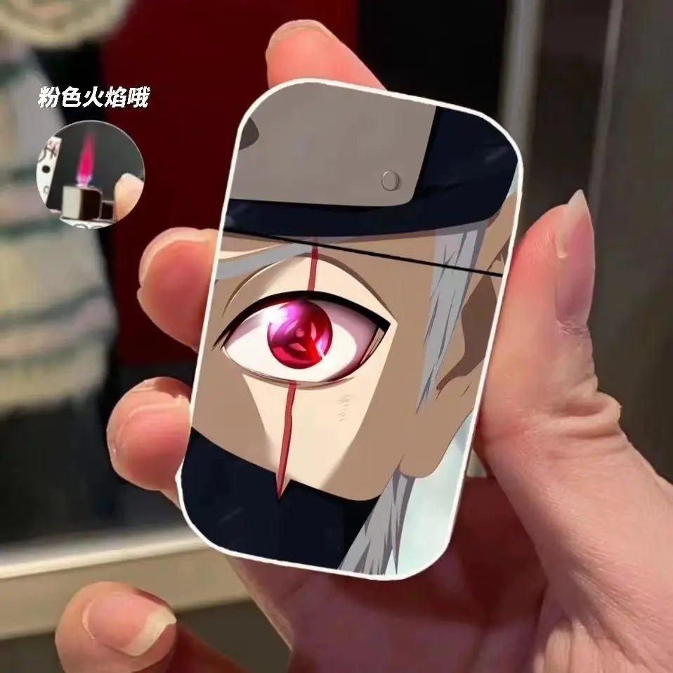 Naruto Anime Lichter – Creatieve Metalen Windproof Elektronische Aansteker met Roze Vlam, Perfect Cadeau voor Jongens en Fans