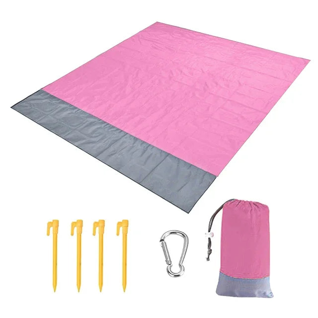 Oversized Beach Towel Mat, Sand-Free en Waterdichte Strandmat, Winddichte Picnic Deken met 4 Haringen voor Buiten en Kamperen