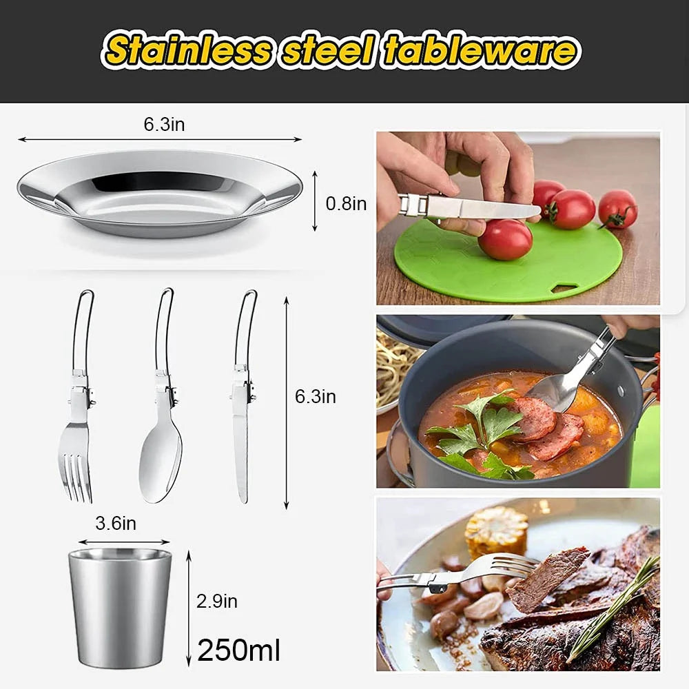 Camping Cooking Set | Outdoor Kookset met Teapot en Non-stick Pannen voor 2-3 Personen