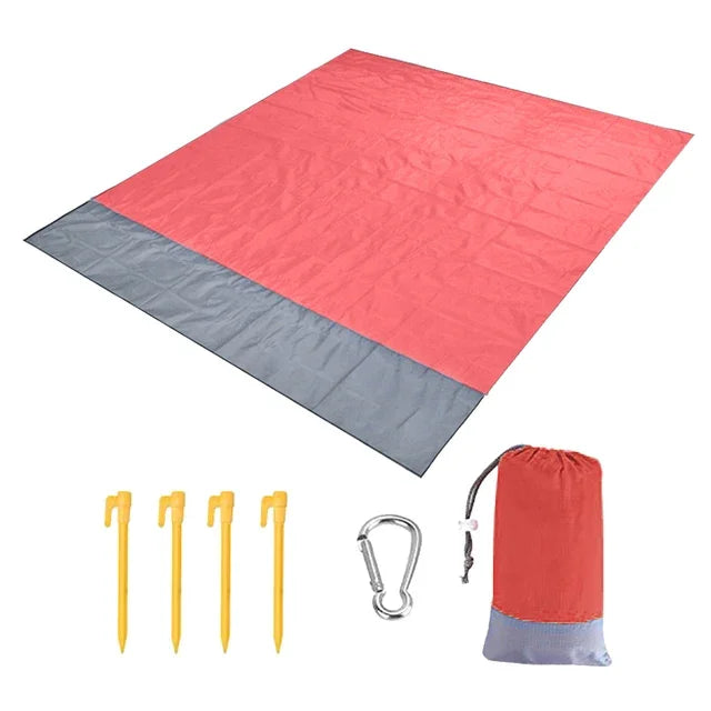 Oversized Beach Towel Mat, Sand-Free en Waterdichte Strandmat, Winddichte Picnic Deken met 4 Haringen voor Buiten en Kamperen