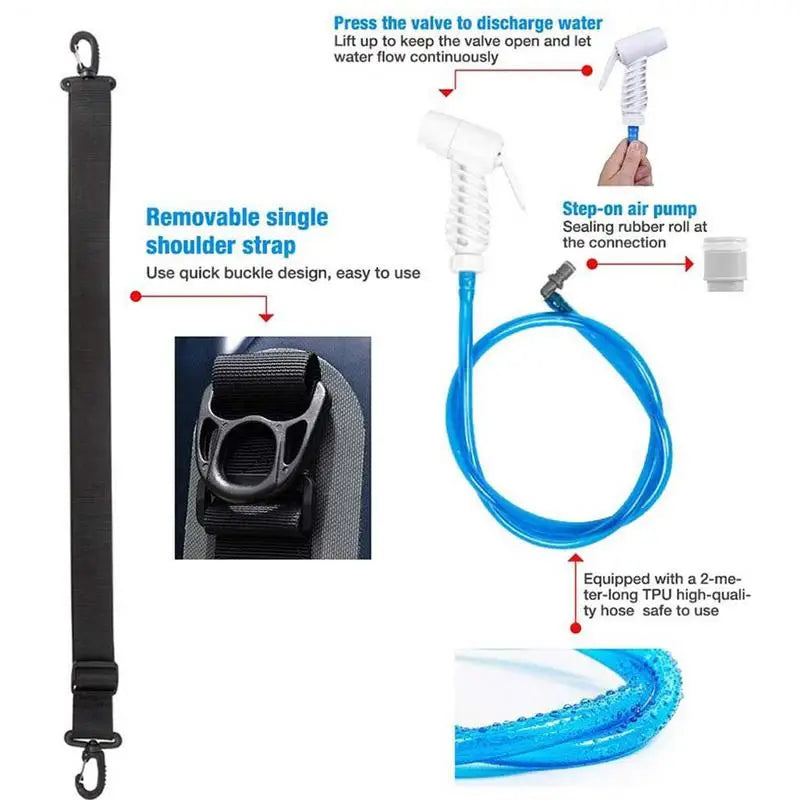 Draagbare Camping Douche – 12L Outdoor Douchezak met Voetpomp & Warmwaterfunctie