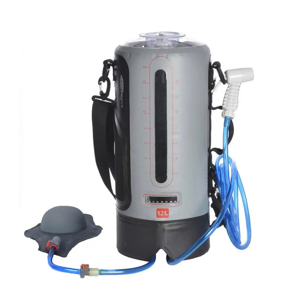 Draagbare Camping Douche – 12L Outdoor Douchezak met Voetpomp & Warmwaterfunctie