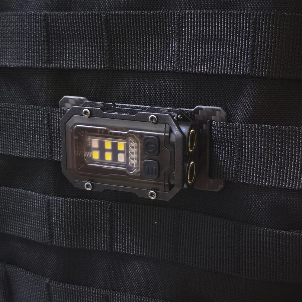 Taktische Taschenlampe EDC – wiederaufladbare Mini-USB-Sicherheitslampe mit Haken- und Schlaufenplatte für Rucksack, Helm oder Weste
