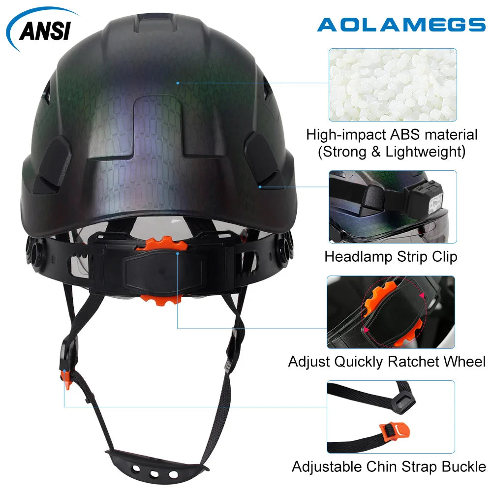 Schutzhelm aus Kohlefaser – Doppelvisier, CE- und KC-zertifiziert, ABS-Schutzhelm für Bau und Rettung