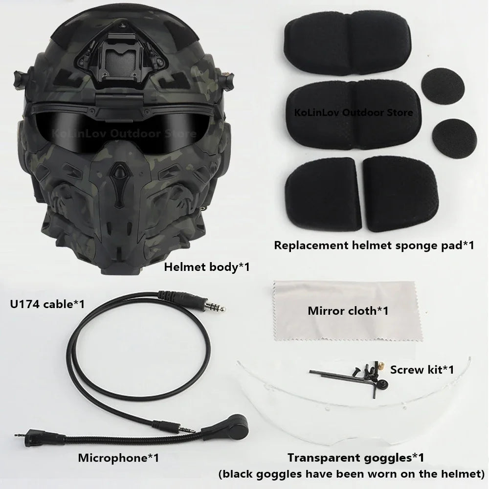 W-Ronin Assault Helmet – Tactical FAST Helmet with Built-in Communication Headset, Anti-Fog Fan and Interchangeable Lens