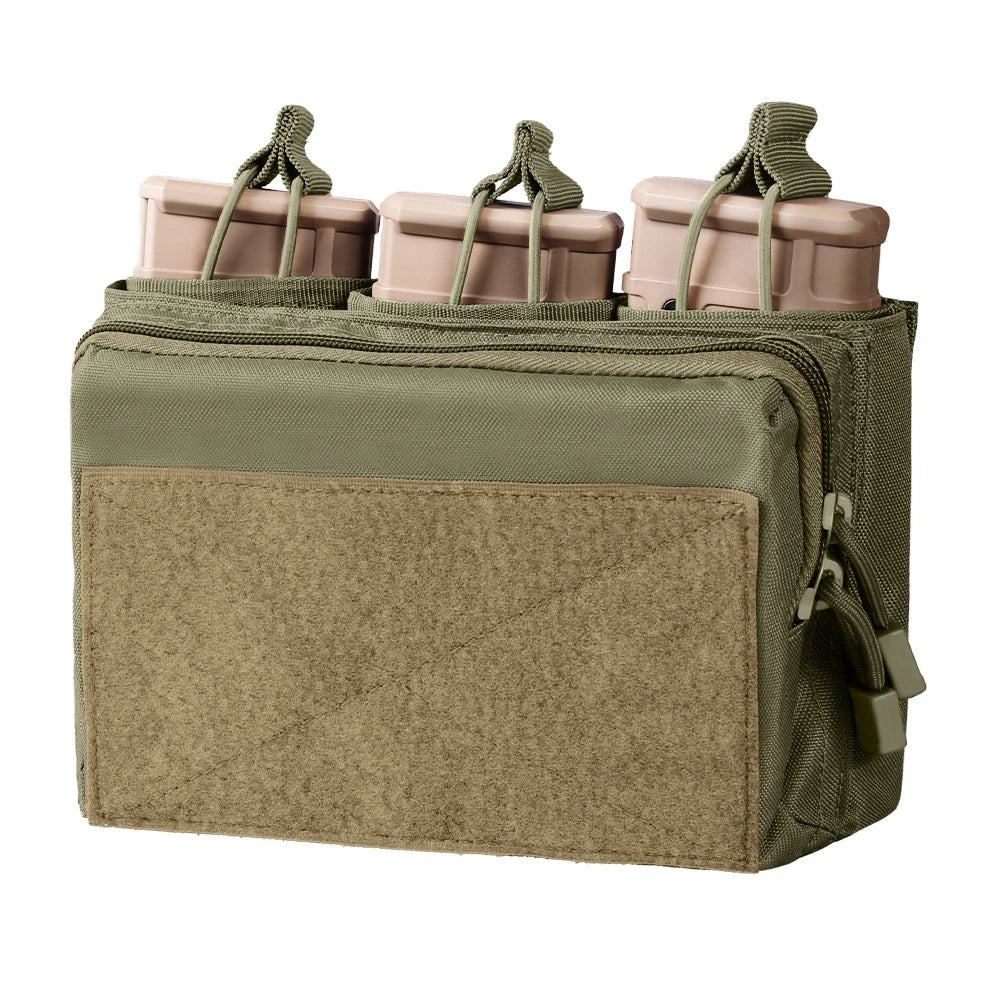Tactical Triple Magazine Pouch – 5.56mm & 7.62mm Open Top MOLLE Pouch for Airsoft and Hunting