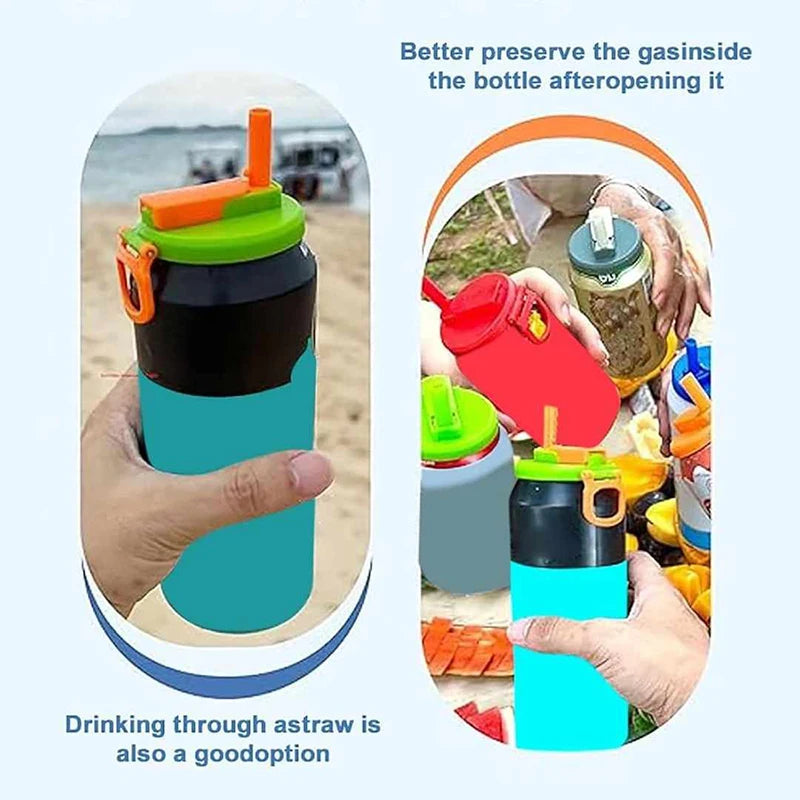 2-Color Silicone Can Lids with Straws – BPA Free, Reusable Accessories for Soda, Beer and Juice Cans
