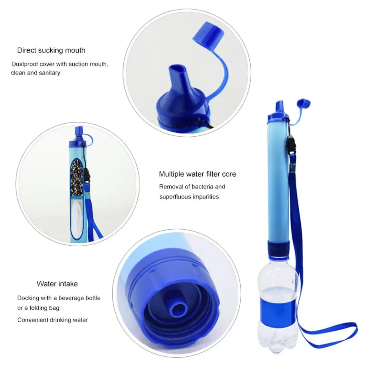 Draagbare Outdoor Waterzuiveringsrietje - Noodfilter voor Kamperen, Wandelen en Survival
