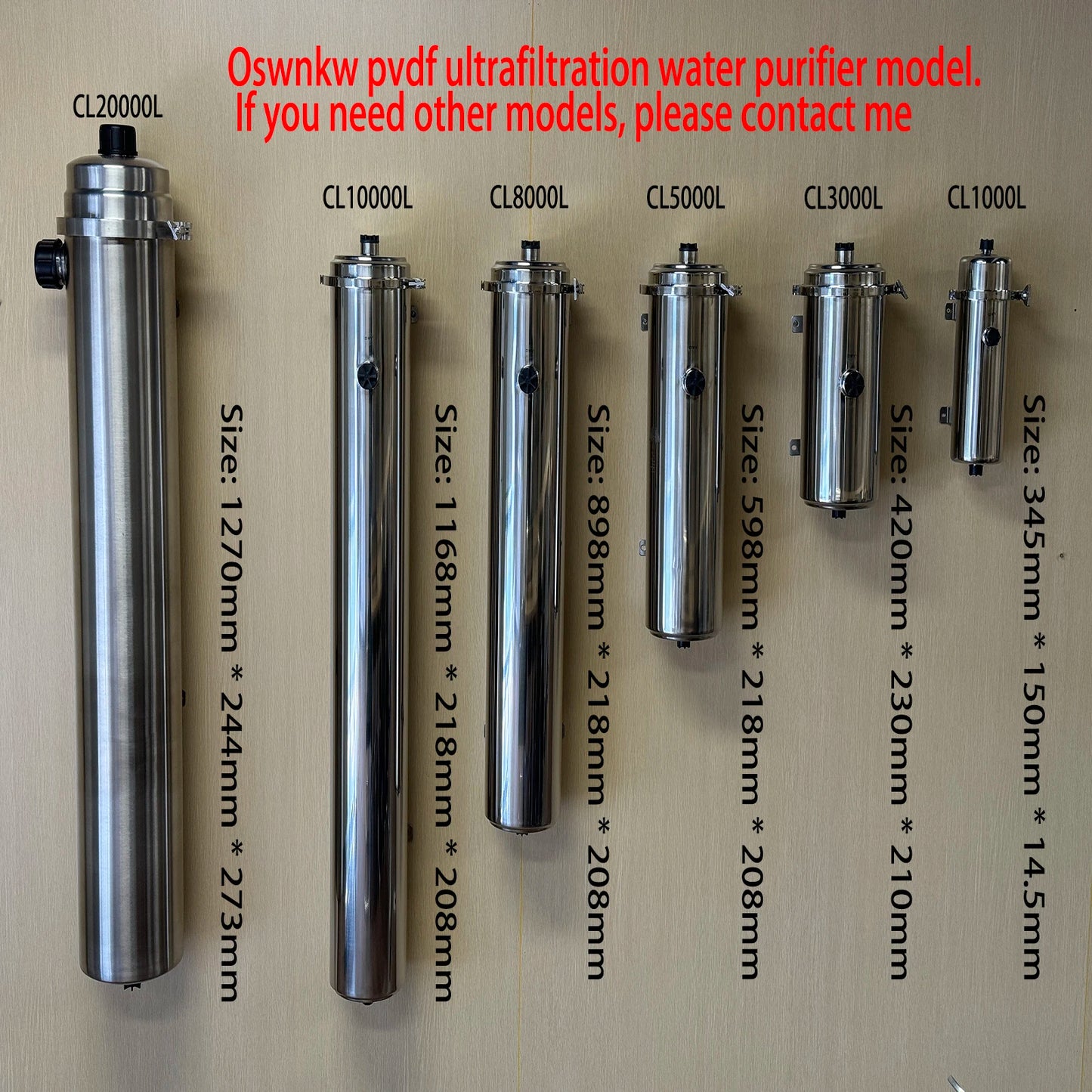 Whole House Water Purifier, 0.01um PVDF Pre-Filter, 1000L/H SUS304 Waterfilter, Continu Reinigbaar voor 5 Jaar