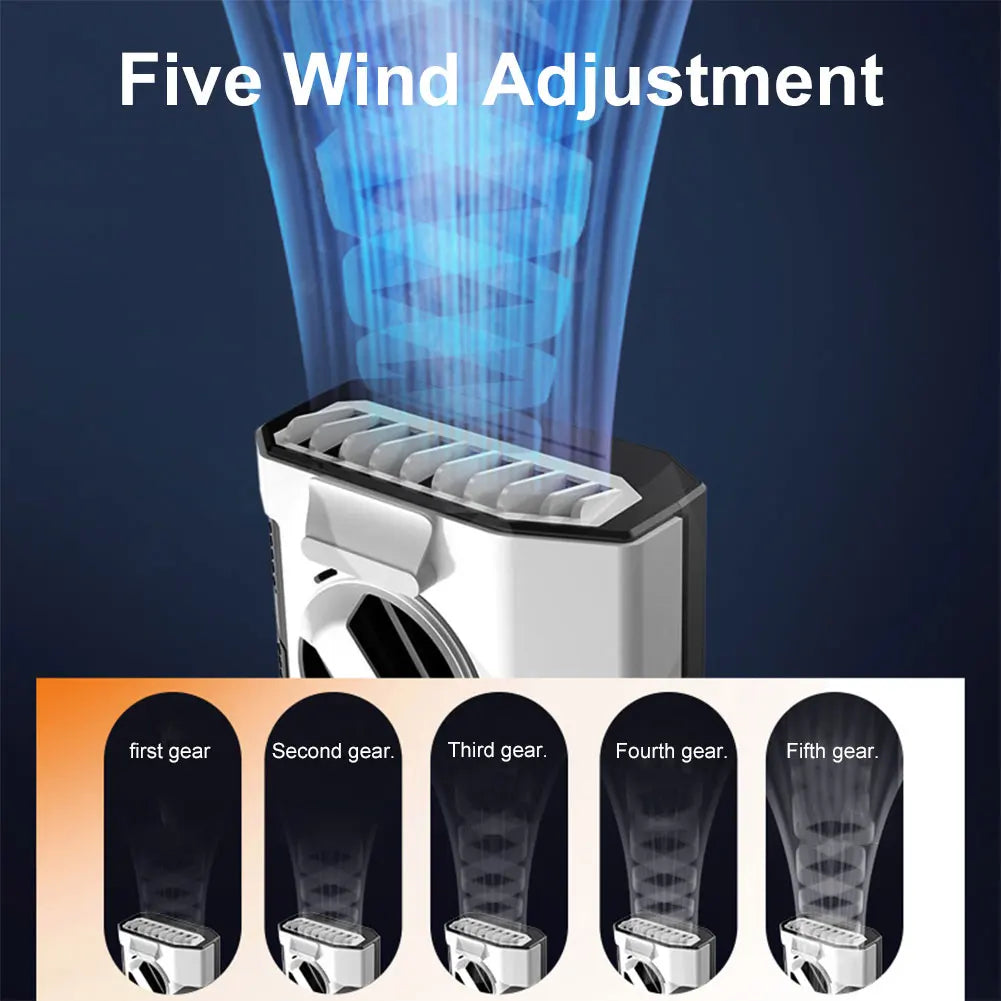 Draagbare Camping Ventilator – Sterke Luchtstroom, Oplaadbaar & Draagbaar | 5000/10000mAh Powerbank & Heupventilator voor Outdoor Werk