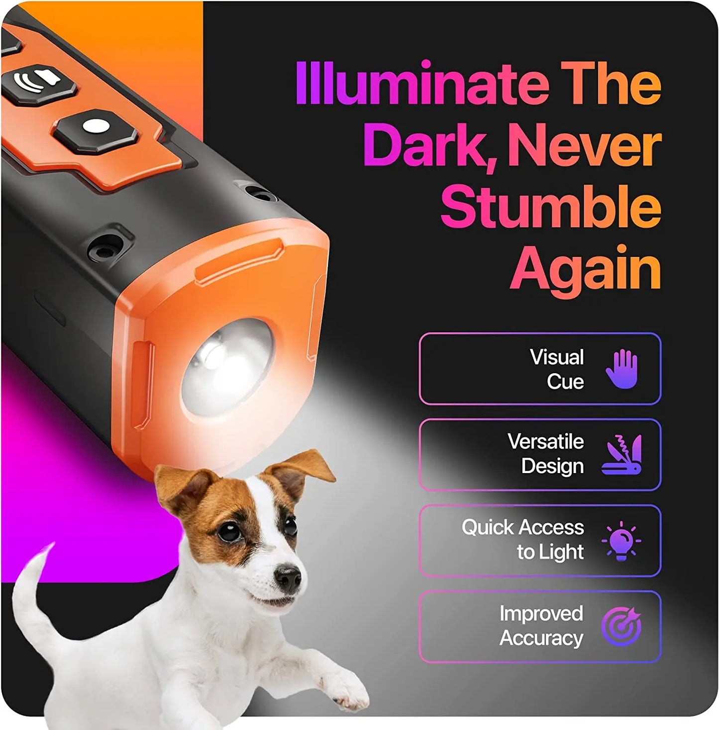 Pet Dog Repeller - Ultrasonic Hondentraining Apparaat met LED Zaklamp, Oplaadbaar Anti-Blaffen Afschrikmiddel