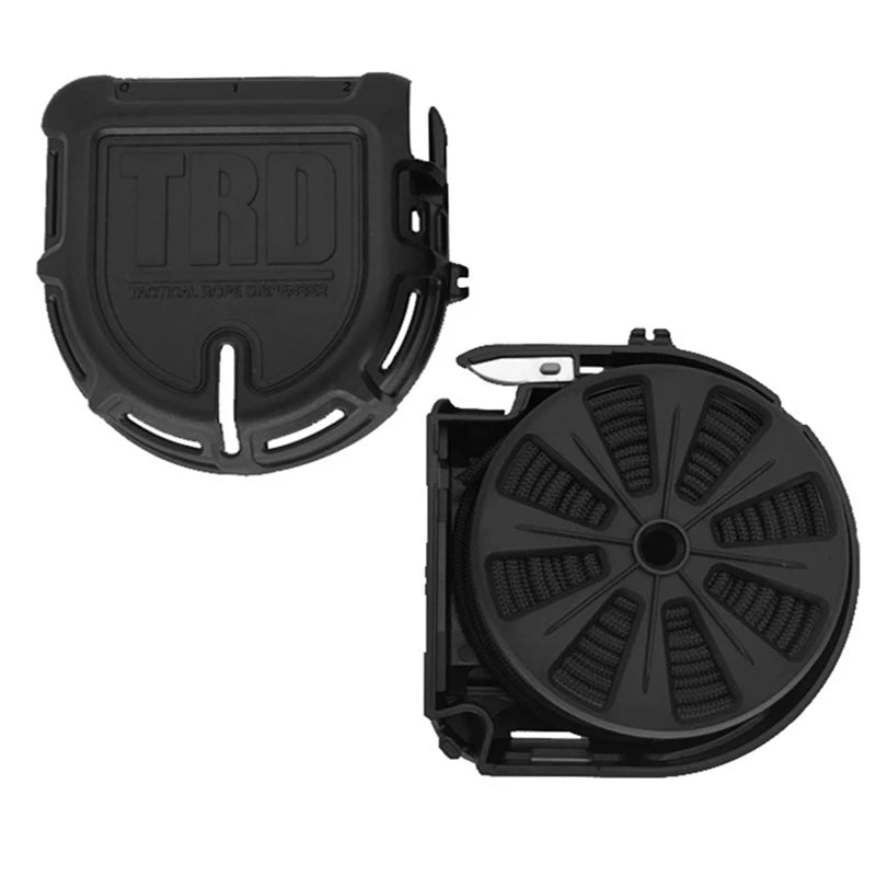 Tactical Rope Dispenser with Cutting Blade - Paracord Storage Box for Outdoor Survival and Emergency Situations