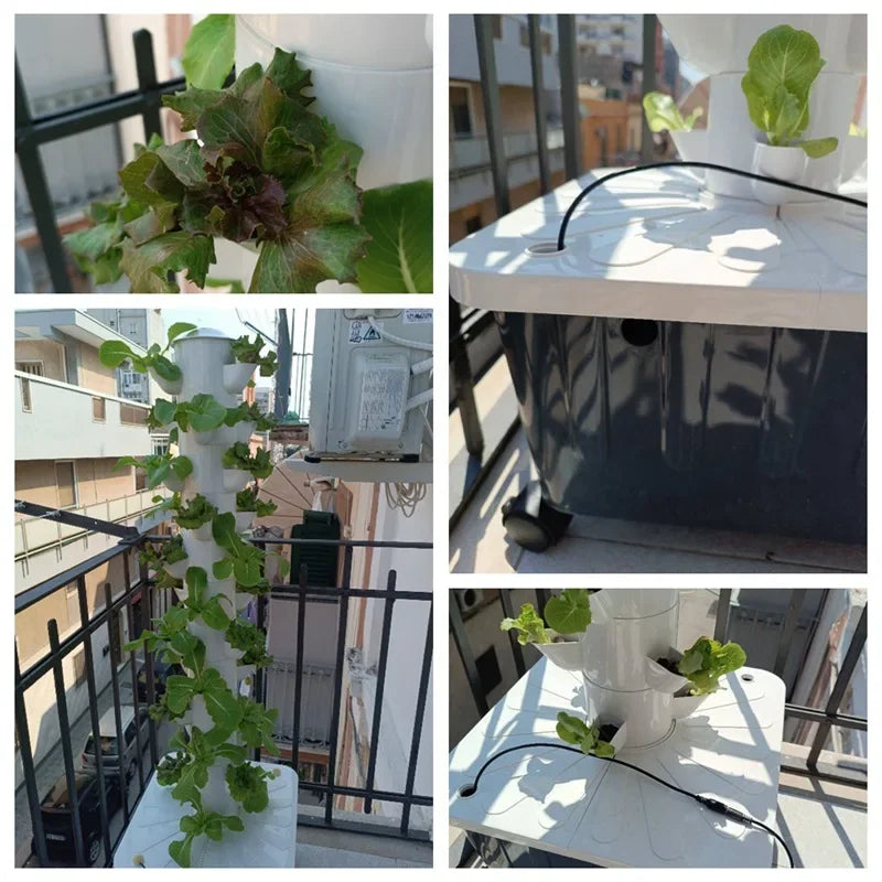 DIY Vertical Tower Planters - 5 Holes, Detachable PP Colonization Cups, Indoor Hydroponic Growing System