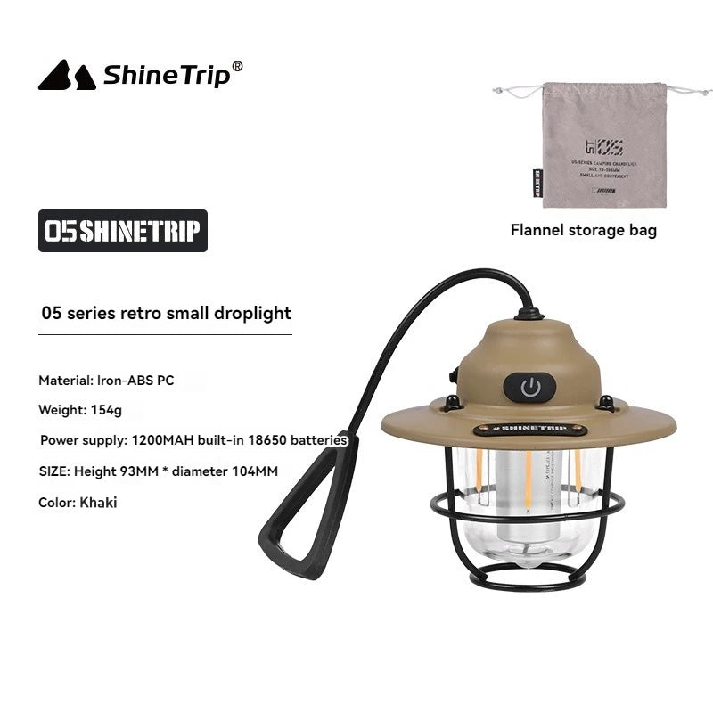 Outdoor Retro Smalldroplight | USB Oplaadbare LED Camping Hanglamp voor Sfeer en Tentverlichting