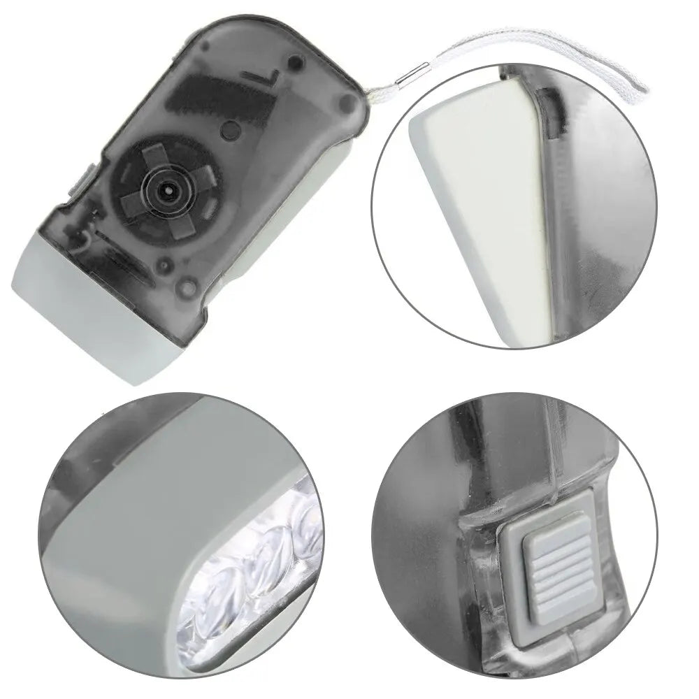 3 LED Hand Press Dynamo Flashlight – Wind-Up Emergency Flashlight for Camping, Outdoor and Home Use