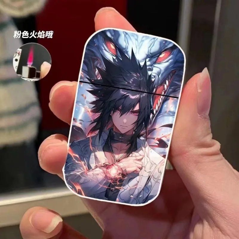 Naruto Anime Lichter – Creatieve Metalen Windproof Elektronische Aansteker met Roze Vlam, Perfect Cadeau voor Jongens en Fans