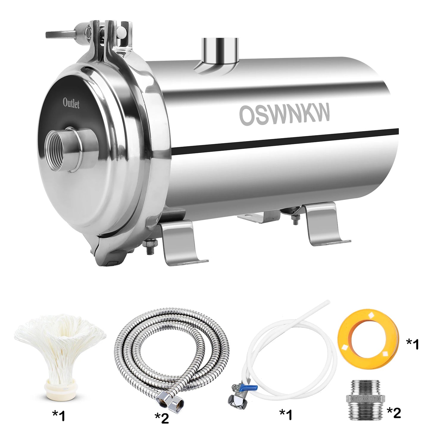 Whole House Water Purifier, 0.01um PVDF Pre-Filter, 1000L/H SUS304 Waterfilter, Continu Reinigbaar voor 5 Jaar