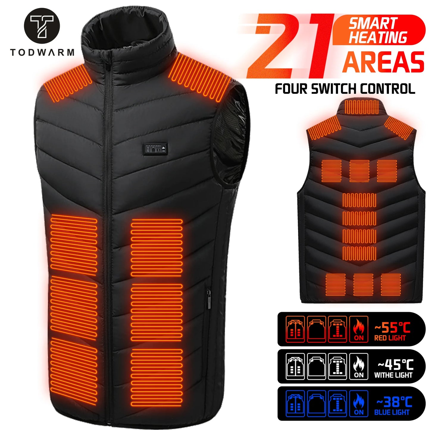 Verwarmde Vest 21 Zones – Winter Bodywarmer voor Heren en Dames met USB Verwarming - Outdoor Thermische Jas