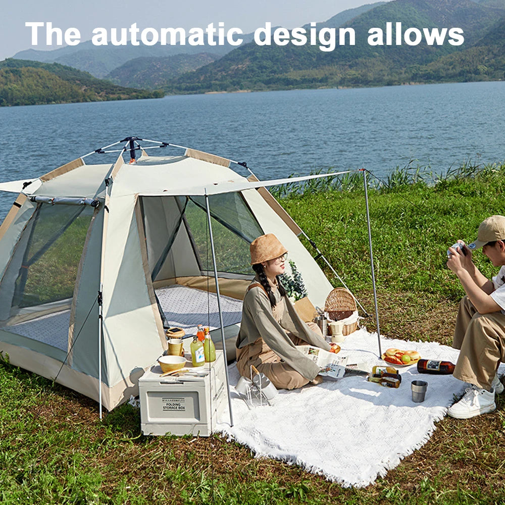 Automatische Camping Tent – Snel Opzetbare Waterdichte Tent voor 3-4 Personen (Outdoor, Hiking, Vissen, Kamperen)