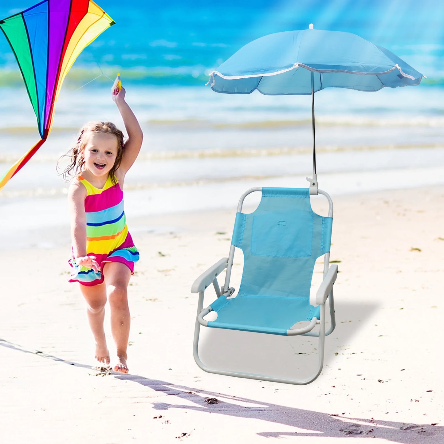 Opvouwbare Strandstoel met Parasol | Draagbare Outdoor Kinderstoel | Multifunctionele Ligstoel