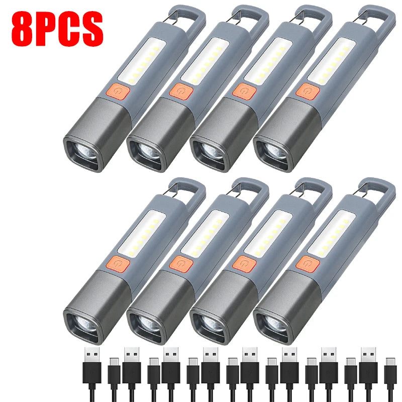 Superhelle LED-Taschenlampe XPE – Wiederaufladbare Campingleuchte mit Haken, Zoomfunktion und 3 Leuchtmodi