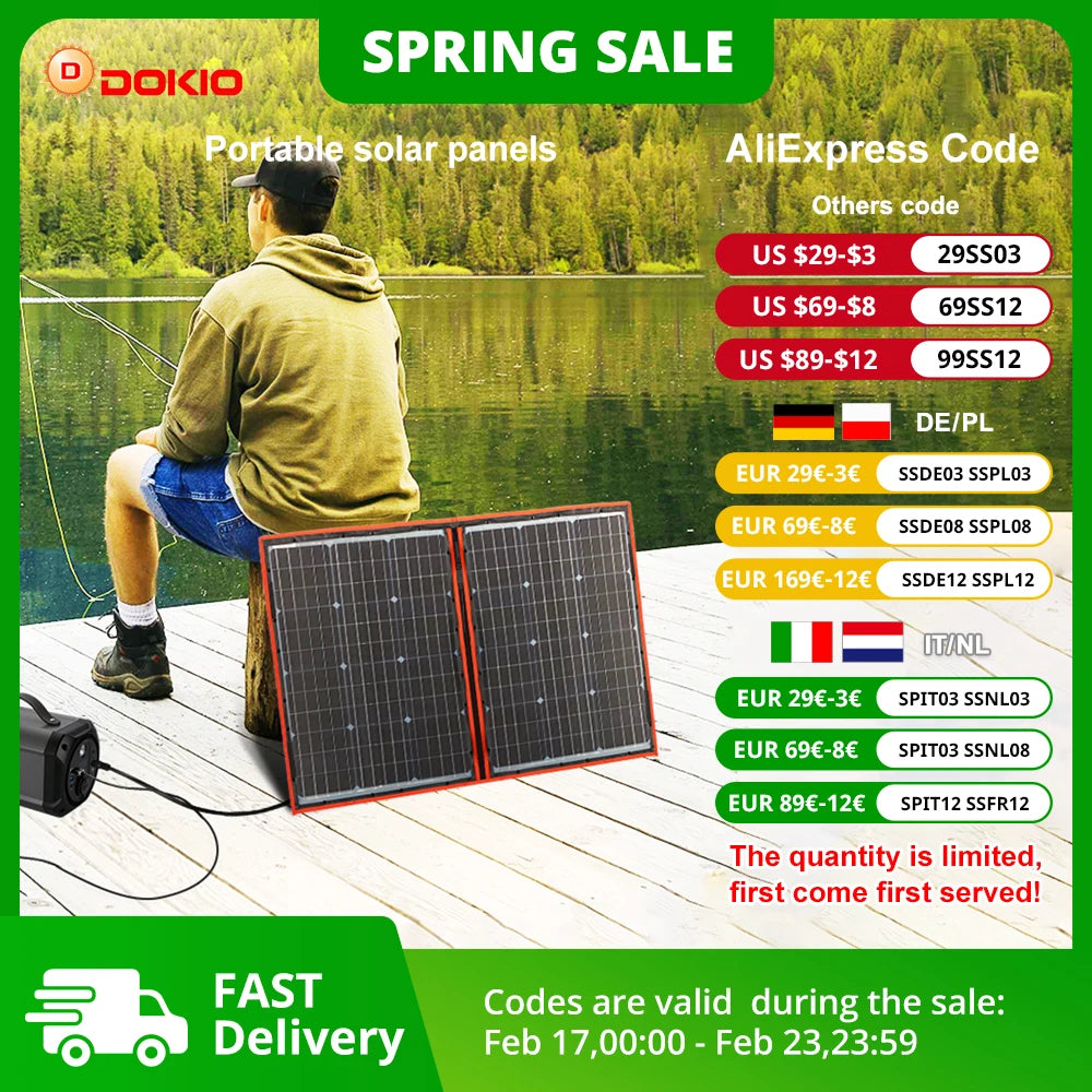 100W Flexibel & Opvouwbaar Zonnepaneel – 18V/12V met Controller voor Camping, Reis & RV