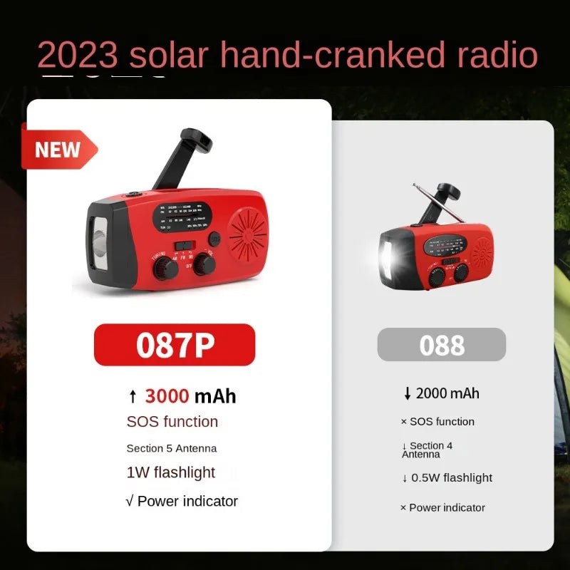 Handkurbel- und Solar-Wetterradio – 2000 mAh AM/FM/NOAA-Notfallradio mit Powerbank und Taschenlampe