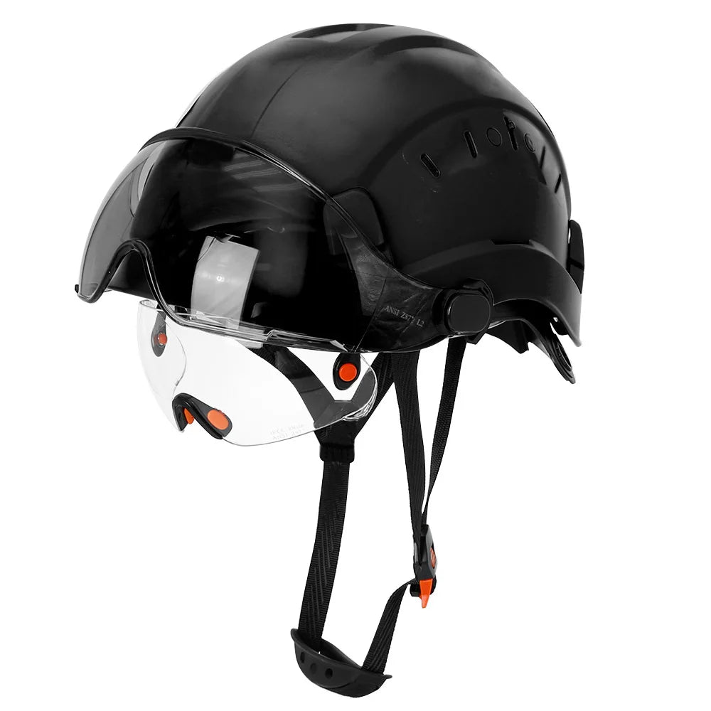 Schutzhelm aus Kohlefaser – Doppelvisier, CE- und KC-zertifiziert, ABS-Schutzhelm für Bau und Rettung