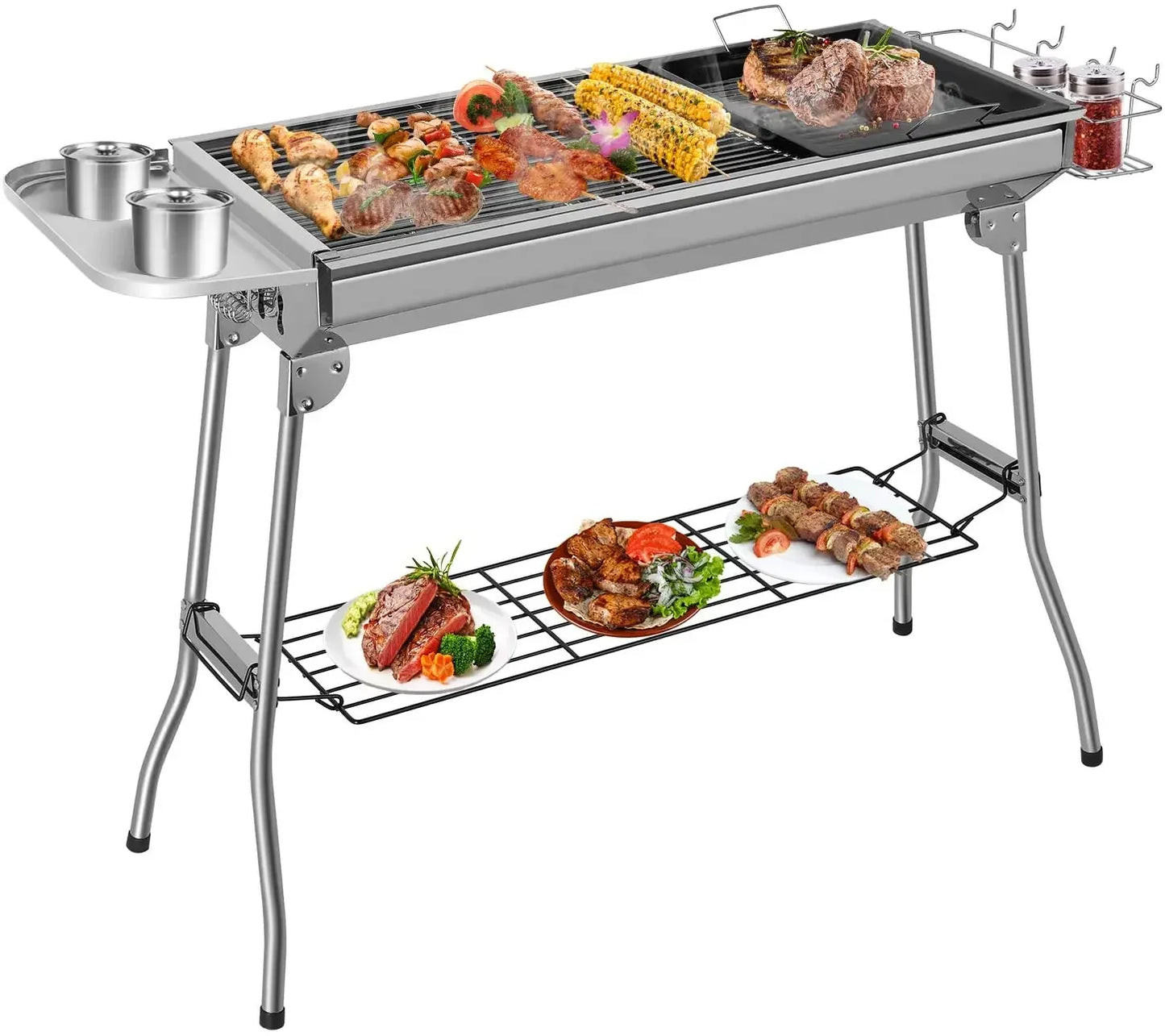 Opvouwbare RVS Houtskool BBQ | Draagbare Barbecue Grill met Accessoires