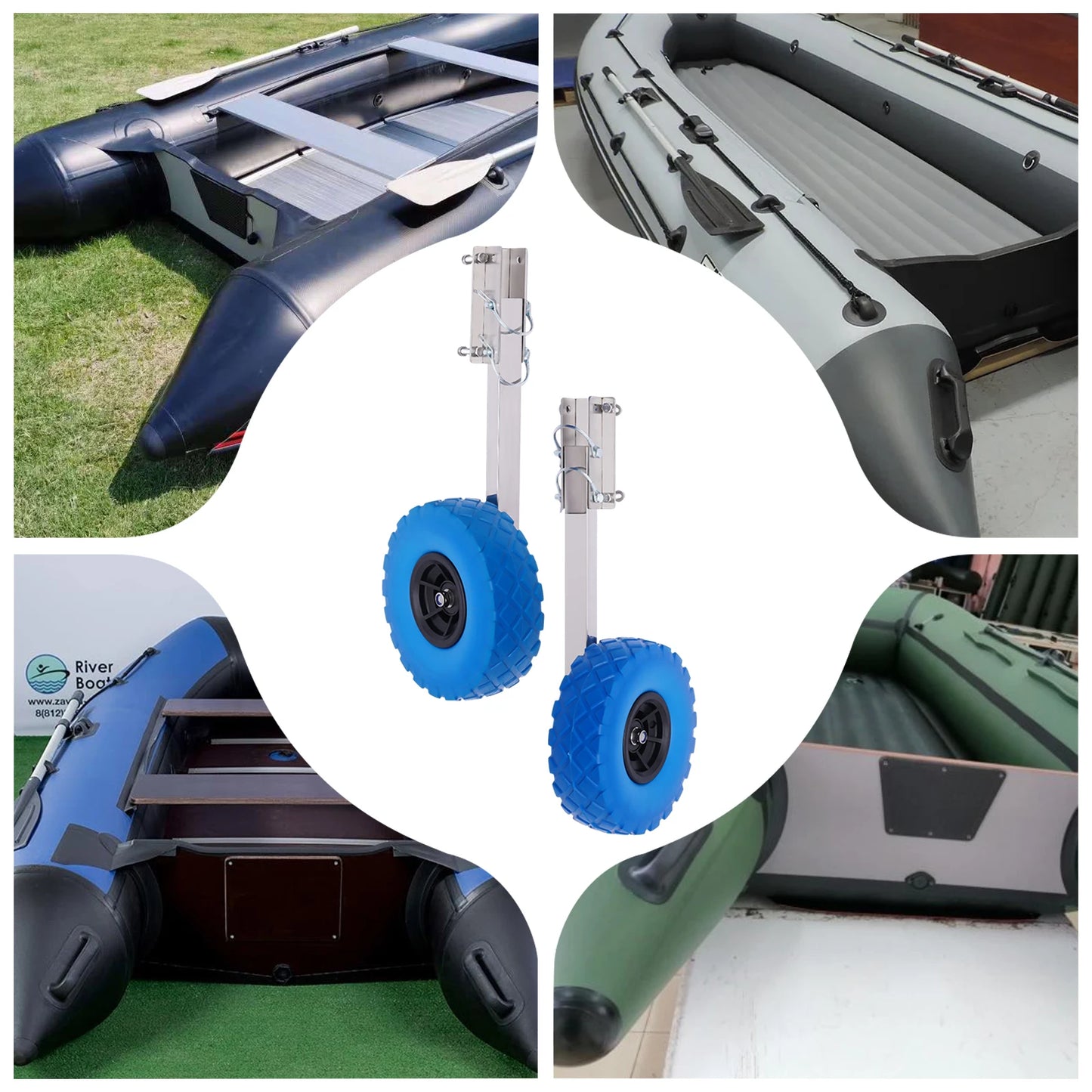2PCS Boot Lancering Wielen 10" RVS Boot Transom Wielen voor Opblaasbare Boot Trailer