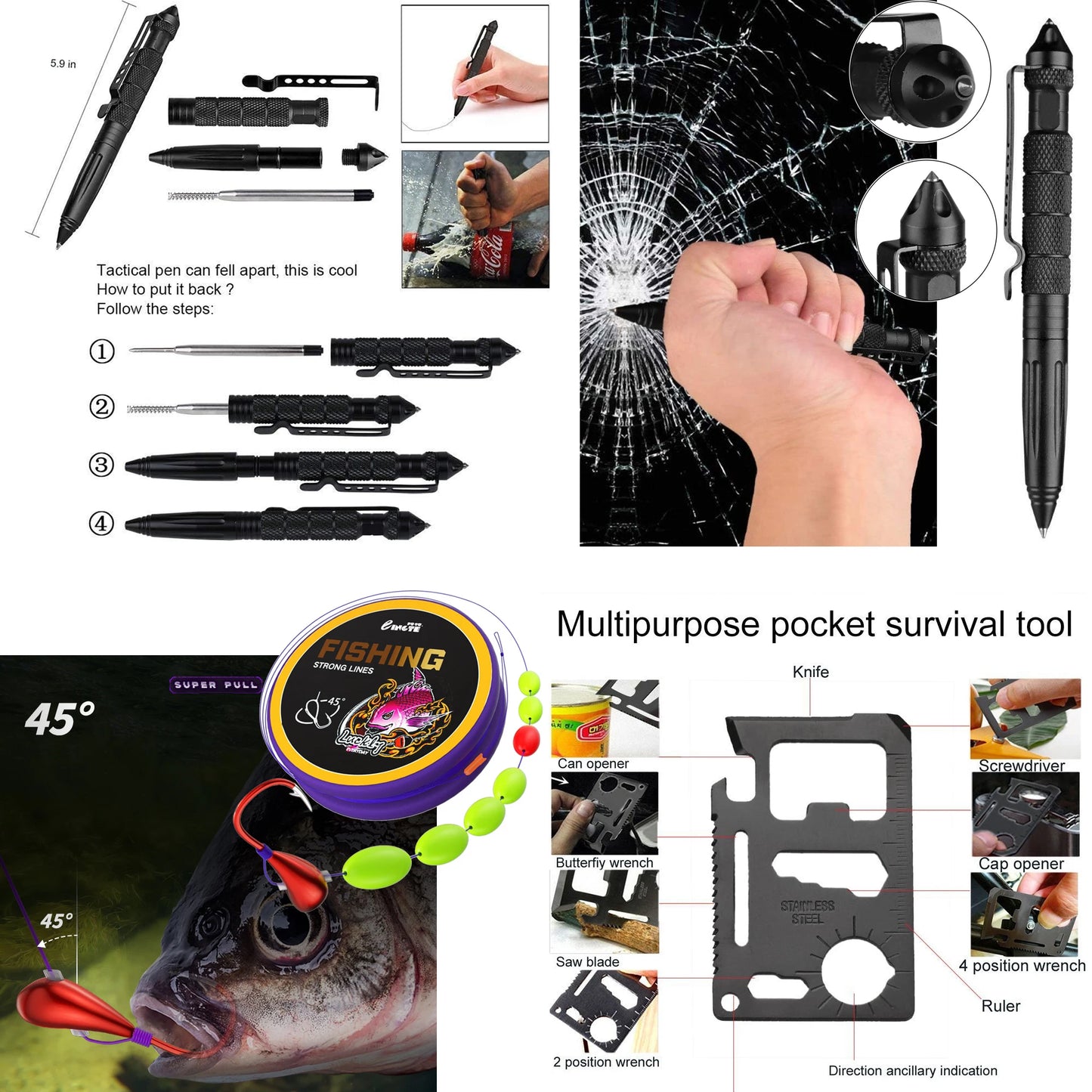 Professionelles Survival-Kit und Erste-Hilfe-Set – komplettes Survival-Paket mit Molle-Tasche für Camping und Outdoor