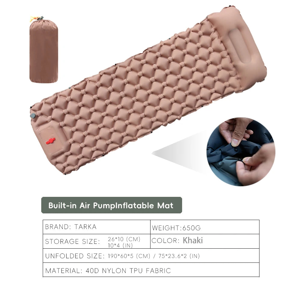 Inflatabele Campingmat met Kussen | Zelfopblazende Slaapmat voor Kamperen, Hiking en Klimmen