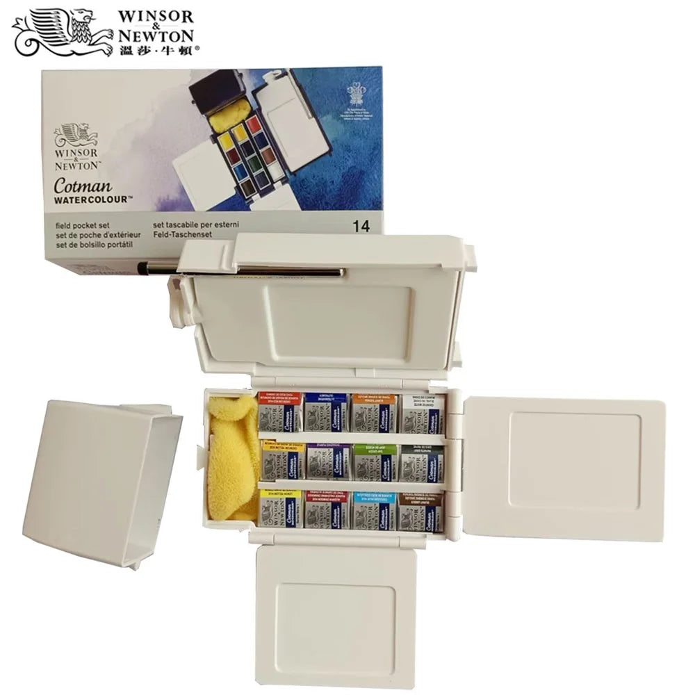 Winsor & Newton Cotman Waterverf Set | 12 Kleuren Half-Pans voor Buiten Schilderen in Plastic Doos