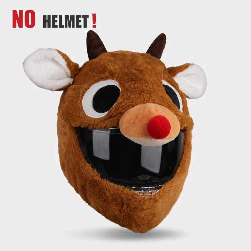 Flauschiger Helmüberzug – Weicher Helmüberzug aus Plüsch, Cartoon-Design, Motorrad- und Skischutz