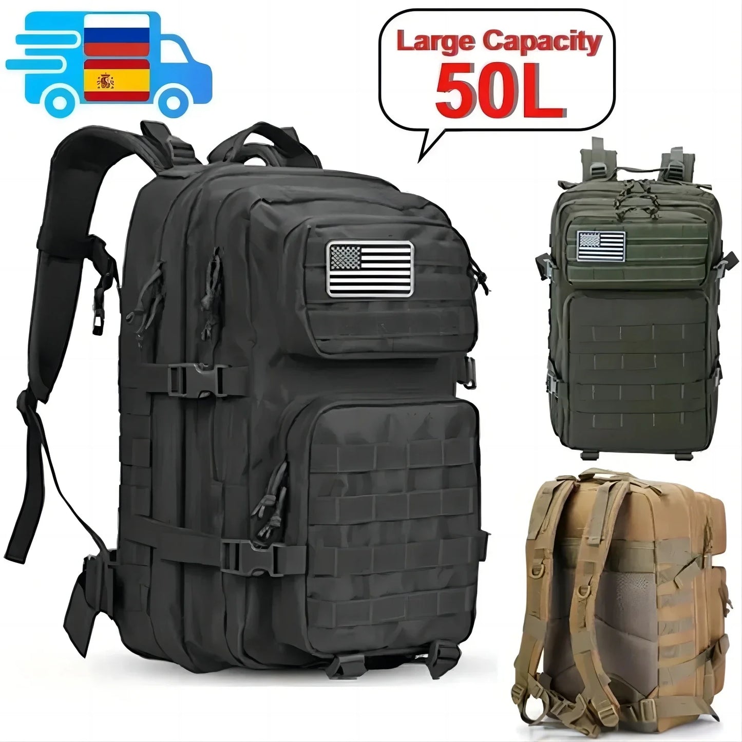 Tactische Rugzak 25L/35L/50L – Waterdichte Outdoor Reistas voor Heren & Dames | Grote Capaciteit & Multifunctioneel