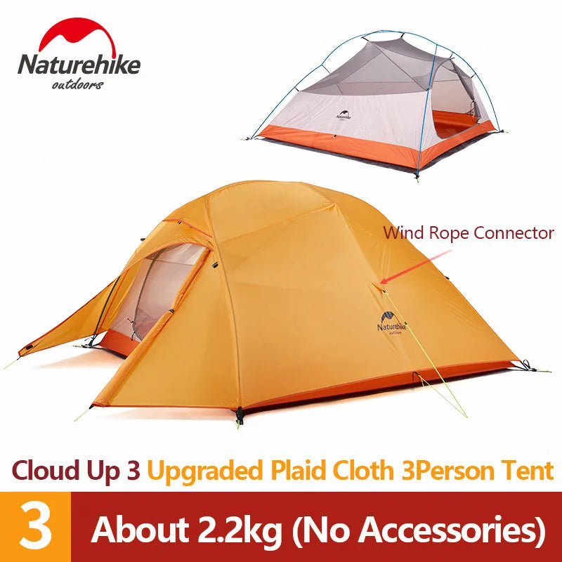 CloudUp 3-Persoons Ultralight Camping Tent – 20D Silicone, Dubbele Laag & Aluminium Frame