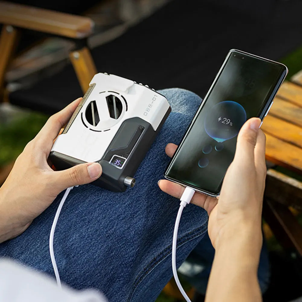Draagbare Camping Ventilator – Sterke Luchtstroom, Oplaadbaar & Draagbaar | 5000/10000mAh Powerbank & Heupventilator voor Outdoor Werk