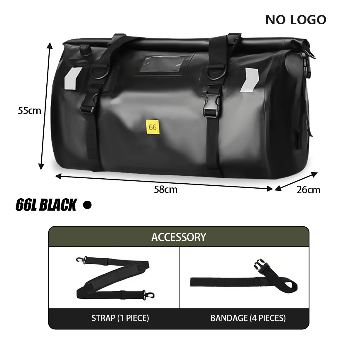 Universele Waterdichte Motor Achtertas - 40L/66L Fiets, Scooter en Camping Bagage, Multifunctionele Luggage Pack met Reflecterende Strips