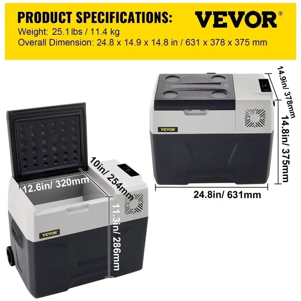 35L-50L Draagbare Autokoelkast – Mini Koelbox met Compressor, 12/24V DC en 110-240V AC, Ideaal voor Camping en Reizen