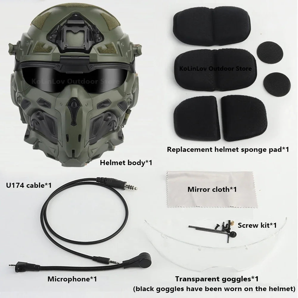 W-Ronin Assault Helmet – Tactical FAST Helmet with Built-in Communication Headset, Anti-Fog Fan and Interchangeable Lens