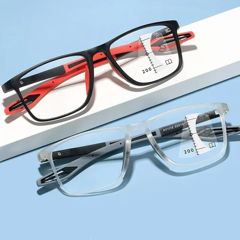 TR90 Multifocale Leesbril - Anti-blauw Licht Bril voor Mannen en Vrouwen, Ultralichte Progressieve Bril voor Dichtbij en Veraf